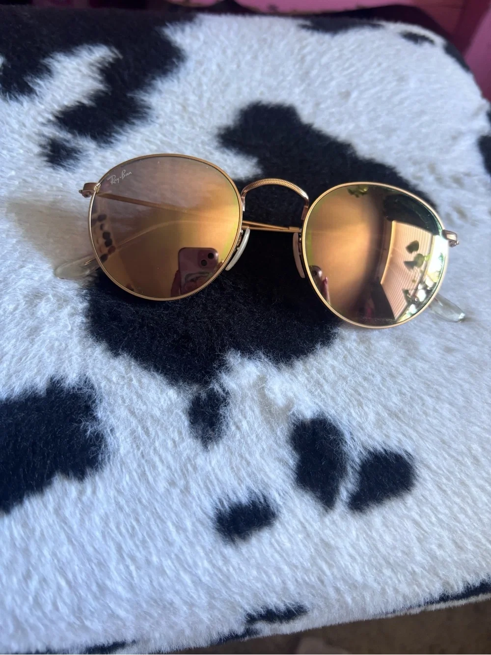 Ray-Ban Round Metal Pink Mirrored Sunglasses